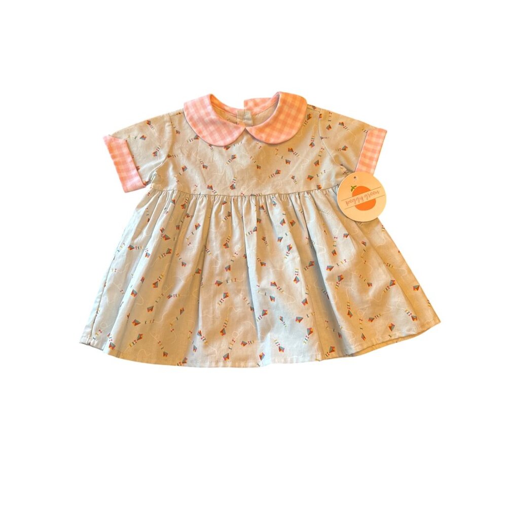 Vintage 80s Peggy Green Girls Size 2 Bloomer Dress With Collar & Pattern